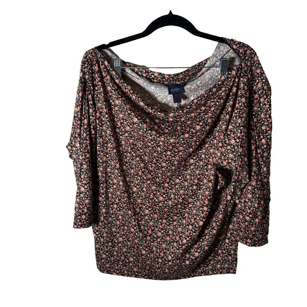 Daytrip Blouse Women's Large Boat Neck Floral Lightweight Casual Top
